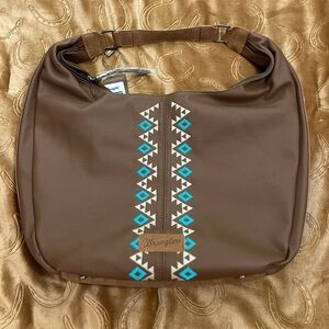 Wrangler Brown Hobo Bag with Turquoise Accents brand new W/tags